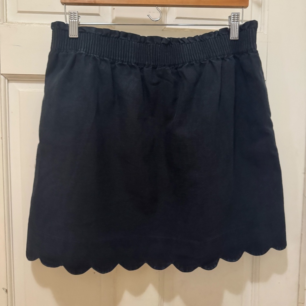 J Crew Black Scalloped Skirt
